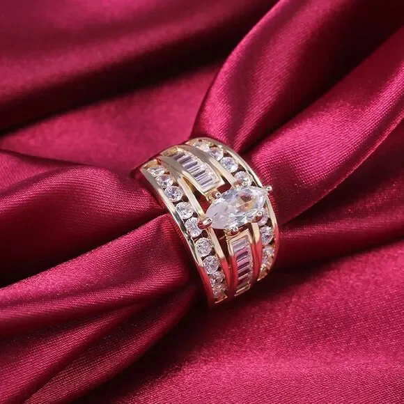 ❤️126❤️ HOST PICK Spectacular 14k Marquis Diamond Wedding Engagement Band Ring - Picture 7 of 14